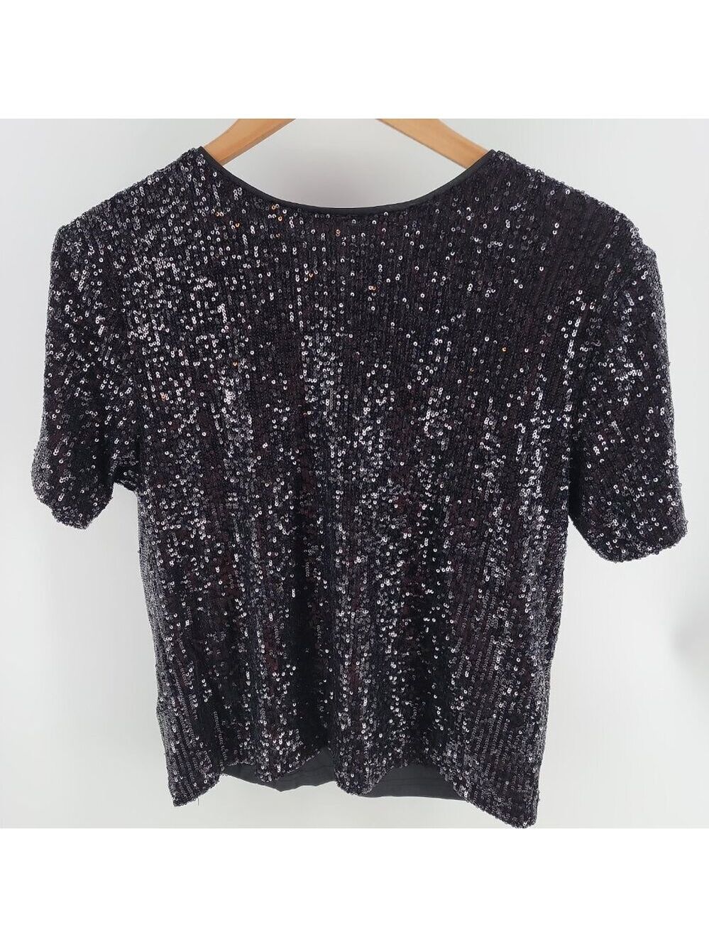 ⭐ Ophelia Roe Black Sequin Short Sleeve Top – Size S - Picture 3 of 12